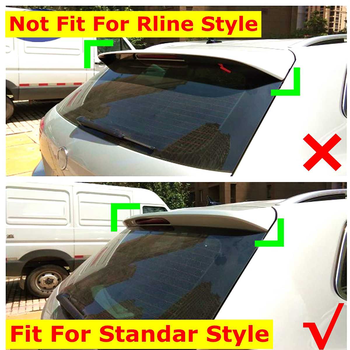 2Pcs Car Window Rear Spoiler Side Wing Splitter Trim for Tiguan MK2 + Gloss Black Exterior Parts Auto Replacement Parts