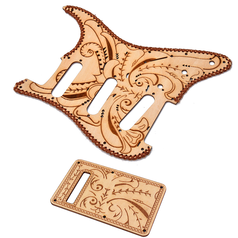 Maple Wood Single Coil Pickguard Pickups and Back Shroud Set for for fender Stratocaster Strat Electric Guitar (GQ301E)