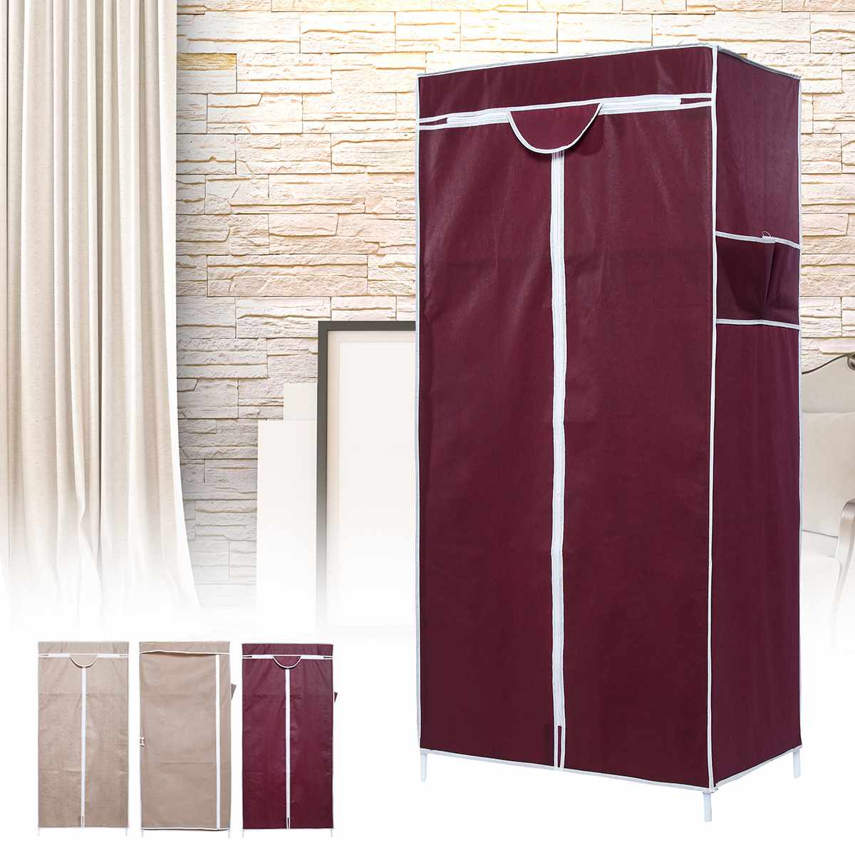 Non-woven tyg garderob stål individuell garderob tyg garderober hylla kläder hylla sovrum förvaring arrangör sovrumsmöbler