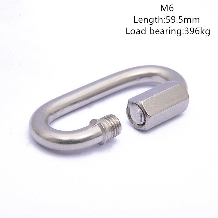 Stainless Steel Screw Lock Climbing Gear Carabiner Quick Links Safety Snap Hook Chain Connecting Ring Carabiner Chain Buckle: M6