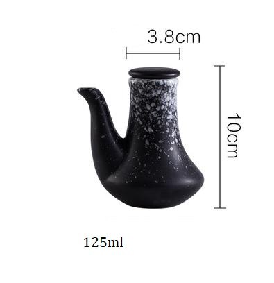 Japanese Style Ceramic Retro Black Soy Sauce Pot Small Vinegar Pot with Lid Sauce Jar Bottle Tableware: Dull