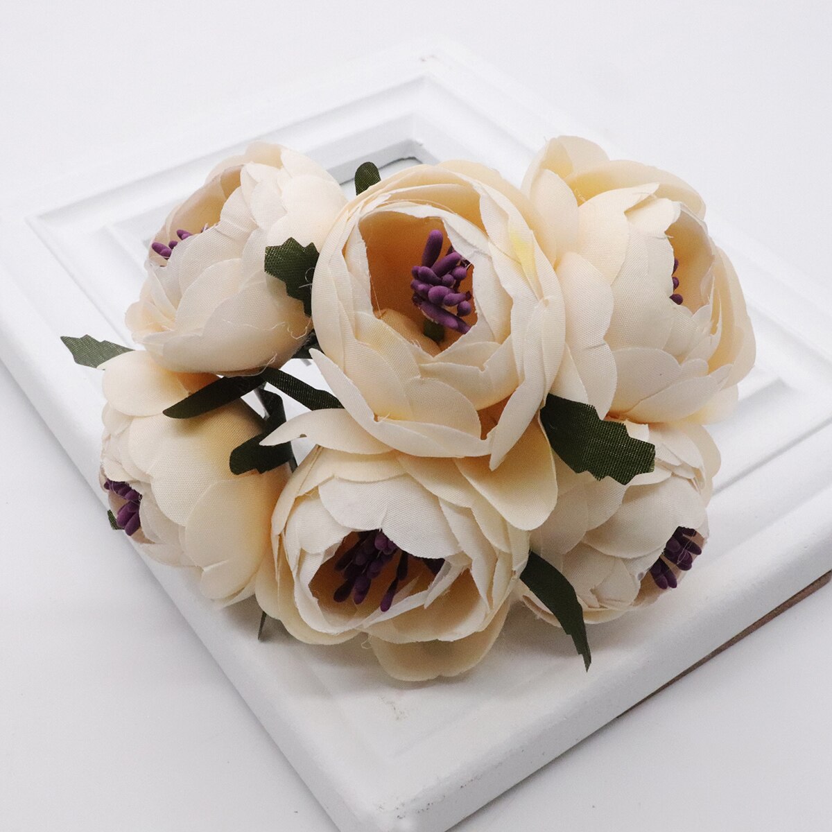 6 st/lot konstgjord ros sidenblomma pionblommor bröllopsbukett bröllop brudinredning rosblommor för gör-det-själv scrapbooking: 8