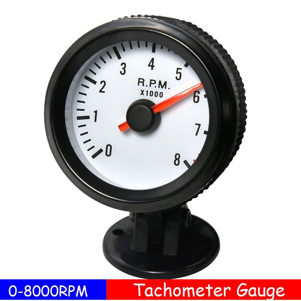 0 ~ 8000RPM Auto Tachometer Universal- 2 "52mm 12V Blaue LED Tacho Messgerät Meter mit Schote Halfter für Benzin Auto-Tachometer: Schwarz