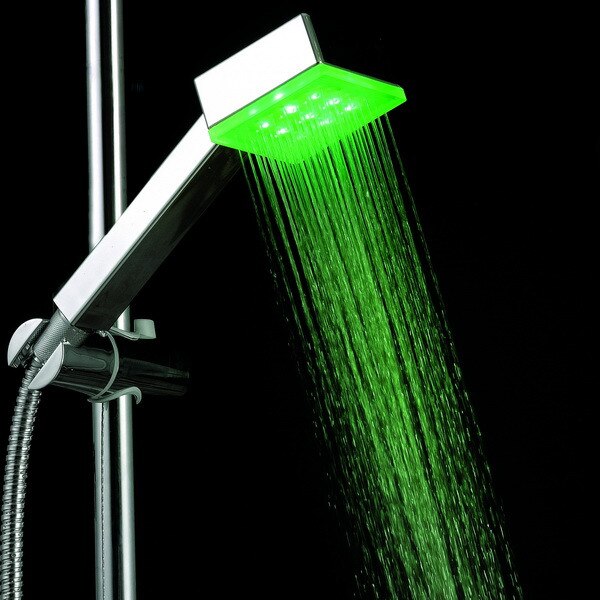 Alcachofa de ducha Led con temperatura cuadrada 9LED, boquilla de ducha ultrabrillante, controlada por temperatura, tres colores, L1007