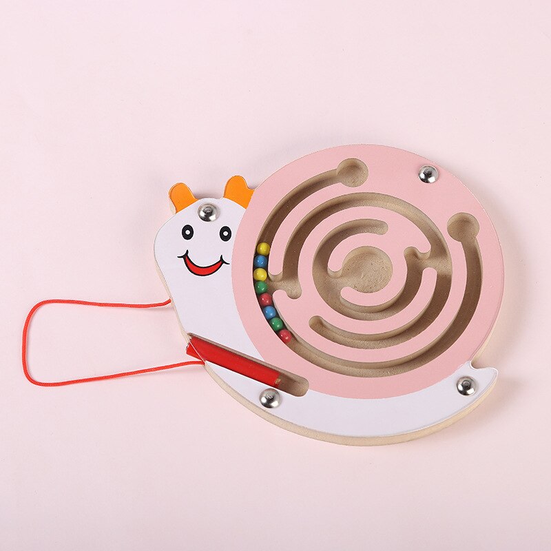 1pc Per Bambini Labirinto Magnetico Giocattolo Gioco della Palla di Legno Prima Educazione Intellettuale Bordo Di Puzzle Creativo Anello Regalo Genitore-bambino bambino Giocattoli: snails