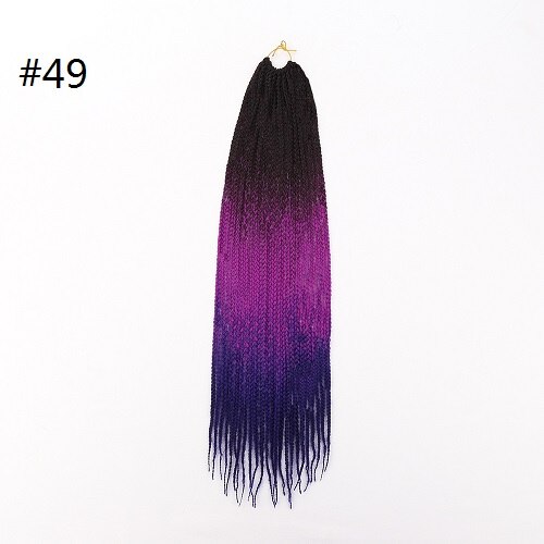 Extensions de tresses synthétiques au Crochet ombrées, 24 pouces, en fibres résistantes à la chaleur, 24 racines/paquet, style rose et bleu, Expo City: 49 / 9 Pcs/Lot