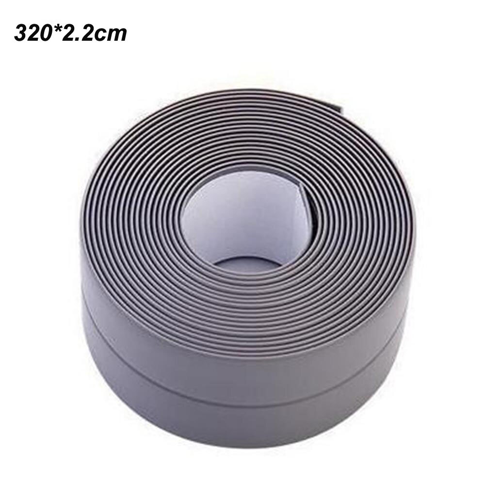 3.2m*22mm Self Adhesive Tape Waterproof Anti Moisture Bathroom Mosaic Wall Sticker Kitchen Stickers Sink Door Window Slit Strip: grey 320cm type 1