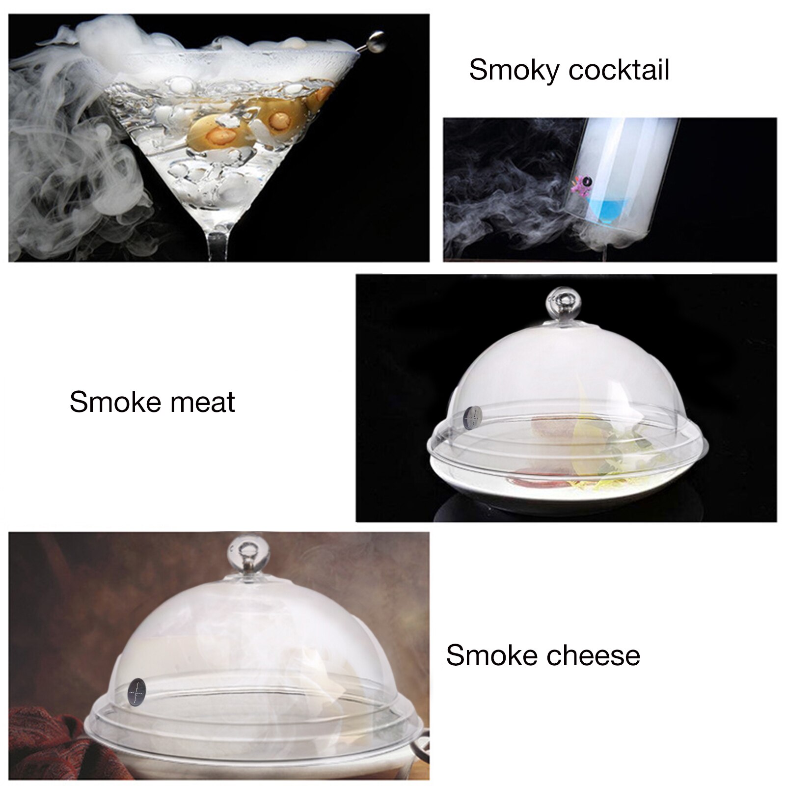Plastic Smoking Infuser Cloche Lid Dome Cover 8 10 12 Inch For Smoker Gun Accessory For Smoker Gun Plates Bowls