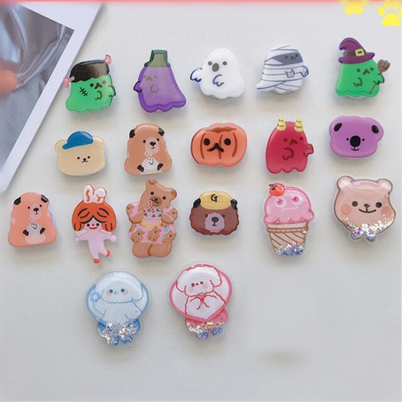 Animais dos desenhos animados urso fantasma expandindo suporte de montagem soquete do telefone dobrável smartphones móveis bolso suporte de mesa suporte do telefone