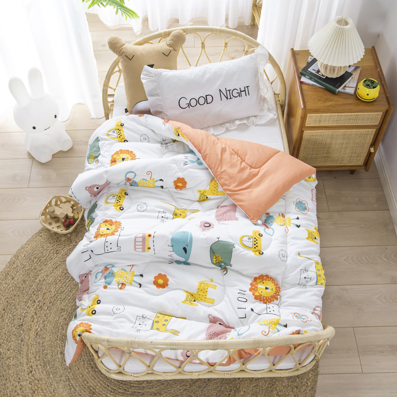 Baby Bed Quilt 120*150cm Toddler Bedding Sleeping Comfy Warm Blanket Kindergarten Boys Girl Cotton Blanket With Padding Core: King Jungle - Orange