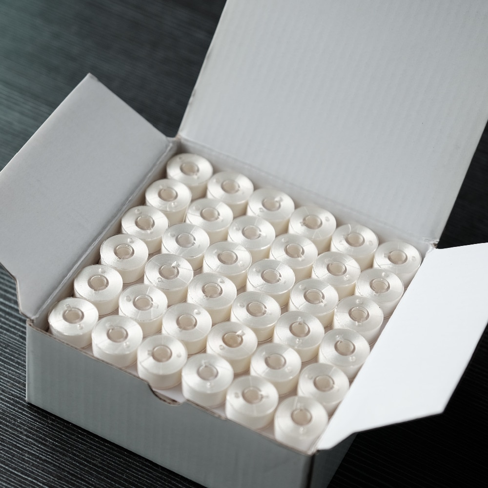 Size A Style Plastic Sided Prewound Bobbin Thread 75D/2 144PCS Per Box Polyester Machine Embroidery Underthread