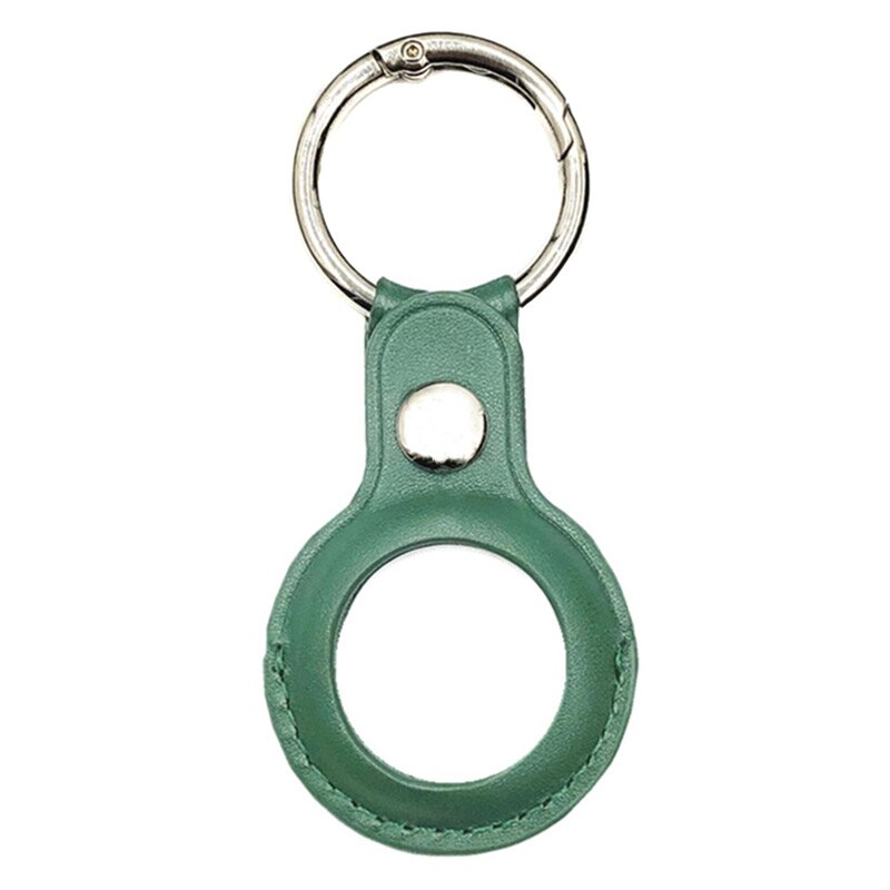 For Airtags Hanging Buckle Anti-lost Protective Cover PU Leather Holder with Key Chain Easy Attach to Key HSJ88: Green