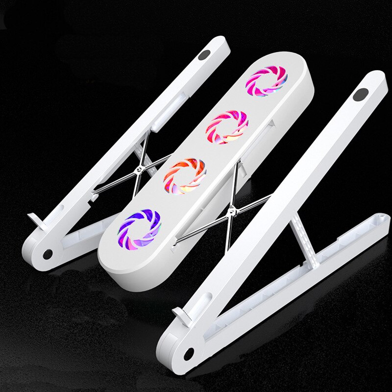 Rotatable Laptop Cooler Laptop Cooling Pad Foldable Notebook Gaming Cooler Stand with Two Fan and USB Ports for 10-17inch Laptop: T30 White