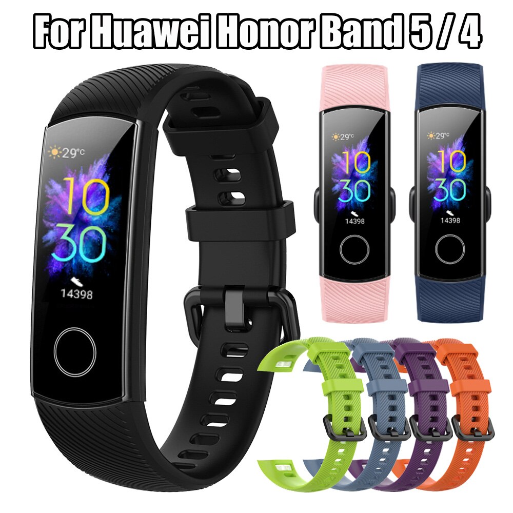 Miiqnus pulseira de silicone para honor band 4/5, pulseira de substituição inteligente de silicone clássica para relógio esportivo