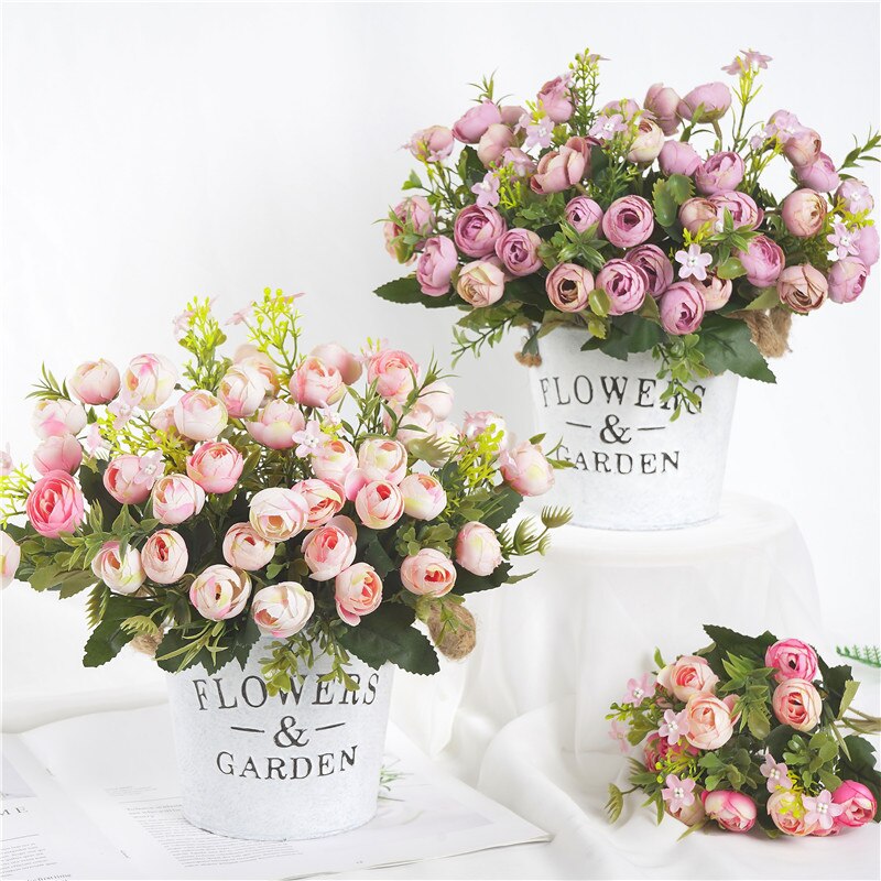 Kunstzijde Thee Rose Boeket Home Hotel Tafel Decoratie Nep Bloem Bruiloft Bruid Bedrijf Bloemen Boeket