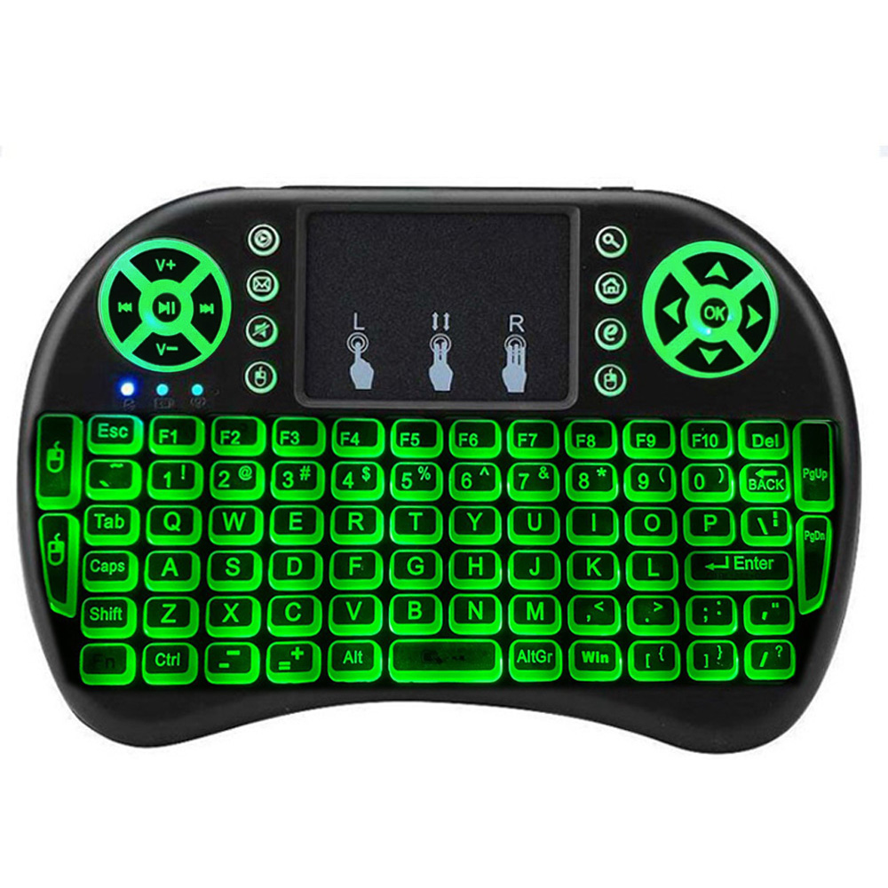 7. Podświetlana angielska rosyjska francuska hiszpańska portugalsko-arabska 2.4G Air Mouse Remote dla Android TV Box PC I8 Mini bezprzewodowa klawiatura