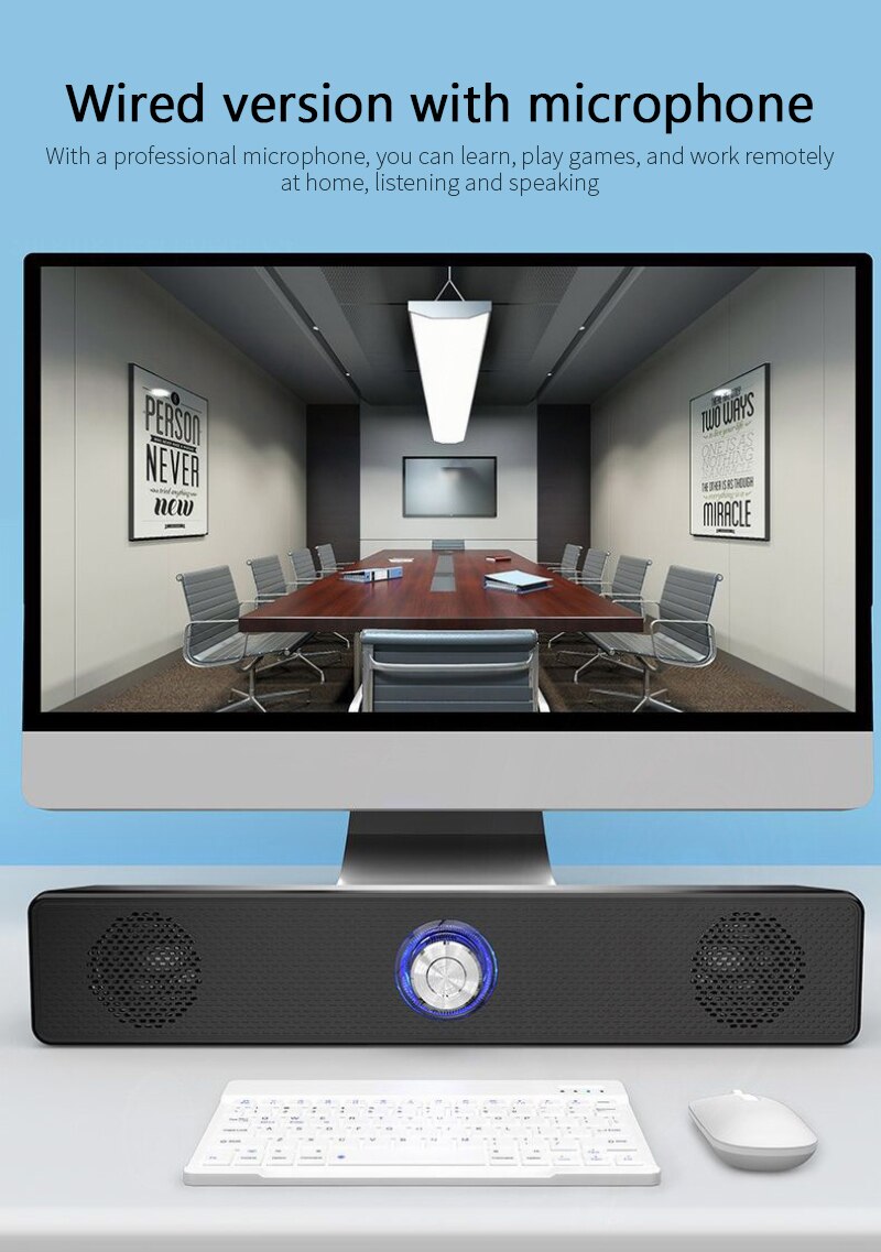 USB Wired Bluetooth5.0 Speaker LED TV Sound Bar AUX Home Theater Surround SoundBar Bass Stereo Speakers For TV PC Computer