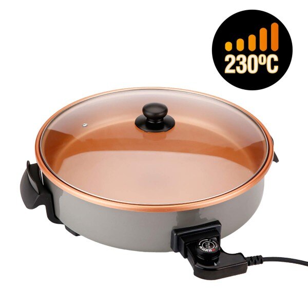 NewChef Sartén Eléctrica Multifunción de 40 cm. de Diámetro y 7 cm. de Profundidad. 1500W. Paellera Arrocera Multicazuela