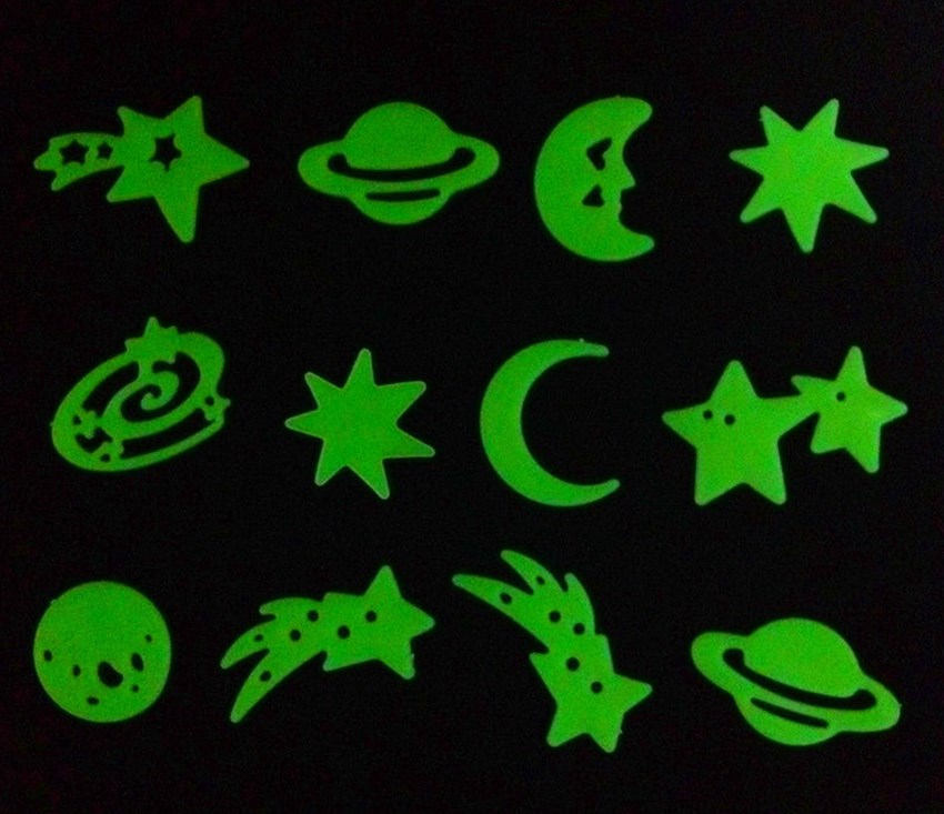 12PC x Shooting Stars Planet Glow In The Dark Fluorescent PVC Wall Stickers