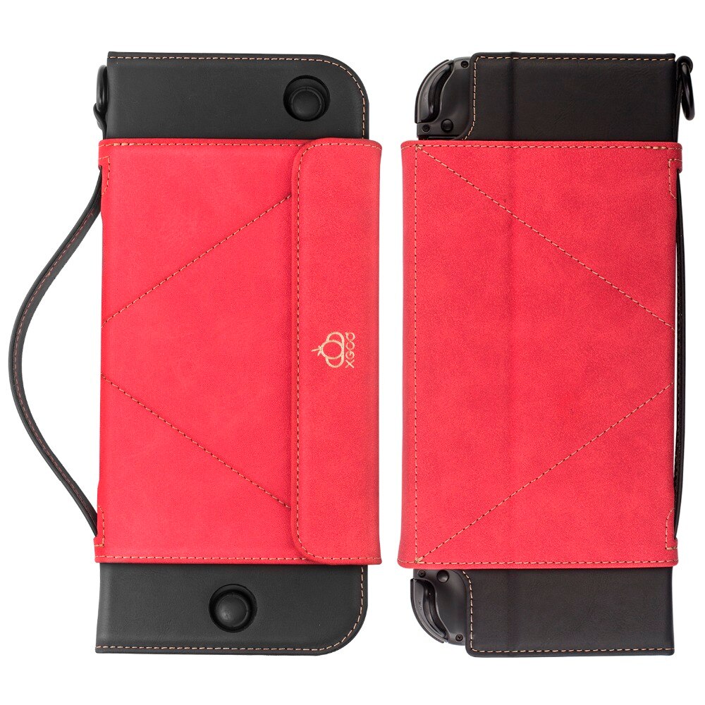 Bolsa de cartera de cuero para almacenamiento de viaje portátil, funda con soporte de transporte para consola Nintendo Switch NS y 12 soportes para tarjetas de juego