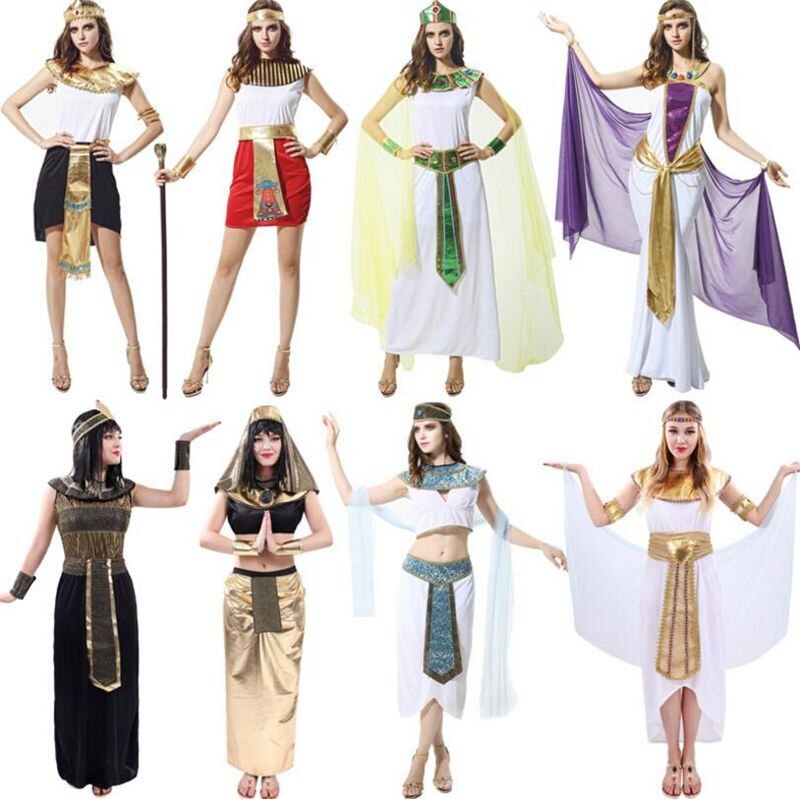 Stijl Egyptische Farao Rollenspel Uniform Koningin Lange Jurk Maskerade Carnaval Cleopatra Kostuum voor Party Show