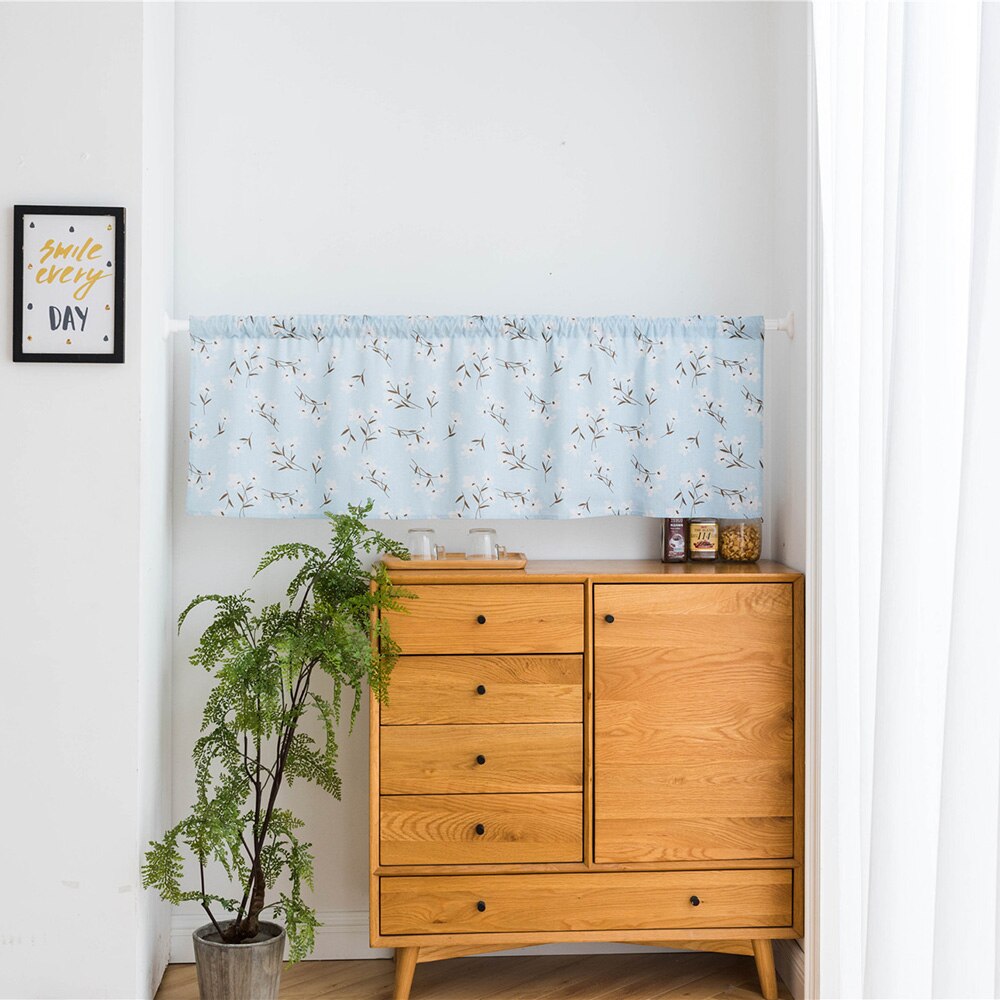 Cenefa cortinas para sala de estar faldones de ventana con impresión de rosas, algodón de arpillera, cortas, semitransparentes, cortinas para ventanas