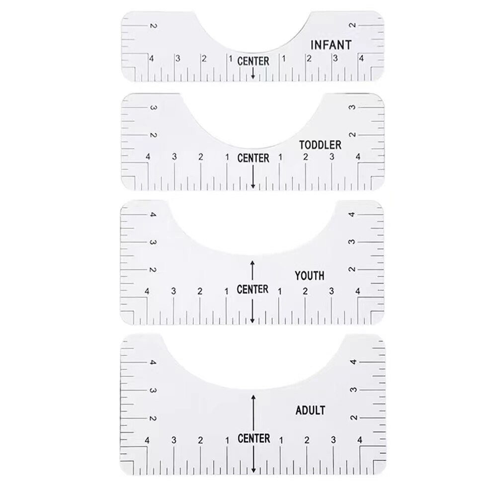 4PCS/SET Tshirt Ruler Acrylic T-Shirt Ruler Guide To Center Designs for Vinyl HTV Alignment Tool: white