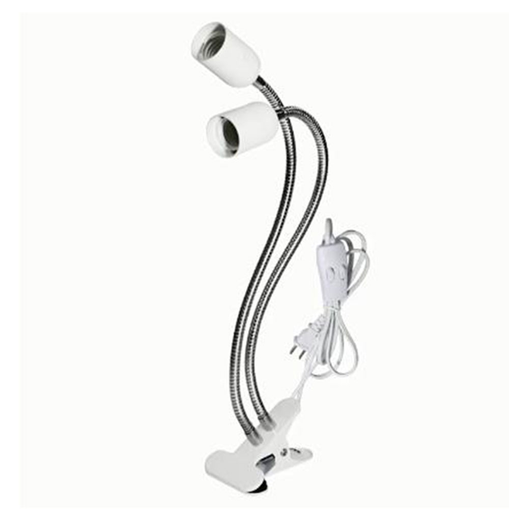 Zwart wit Plug-in Clip-on Light, Schroeflamp Clip-on Bureaulamp voor Bureau, Bedhoofdeinde met aan/uit-schakelaar, Klemlamp voor lezen