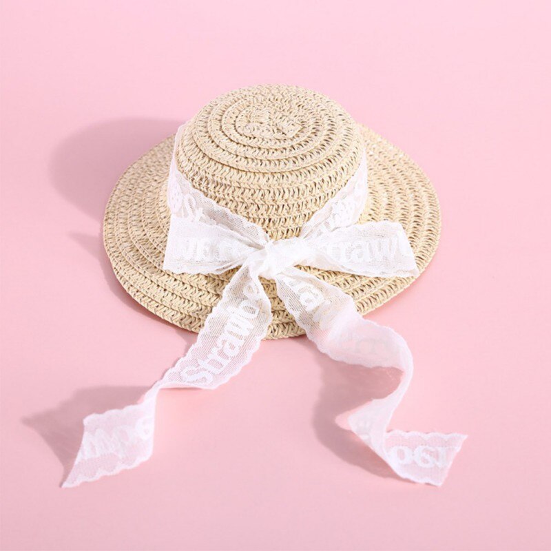 Pets Straw Hat Handcrafted Adjustable Bowknot Summer Spring Cats Dogs Pets Cap Daily Decor Sunhat