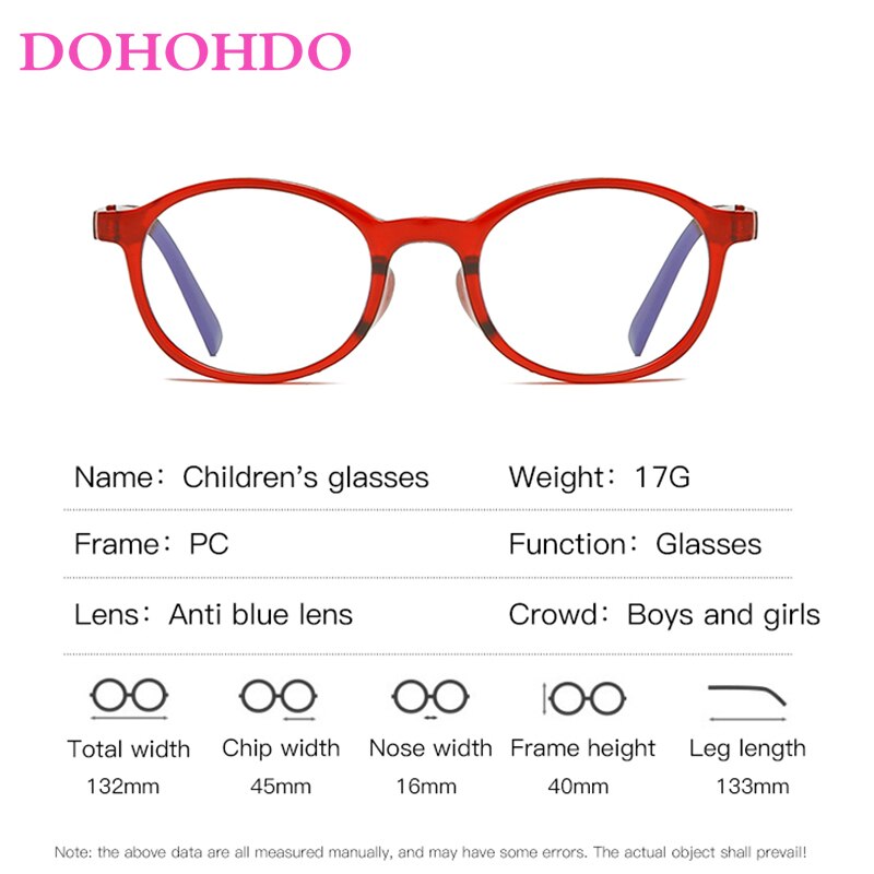 Dohohdo Baby Anti-Blauw Licht Brilmontuur Rood Roze Groen Frame Kinderen Goggle Vlakte Bril Kids Brillen eyewear