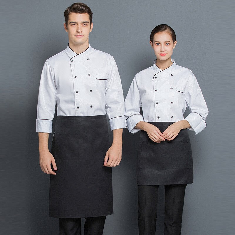 Hotelkoks langærmede qiu dong outfit restaurant spisestue hotelkøkken kokken uniform mand værktøj uniformer