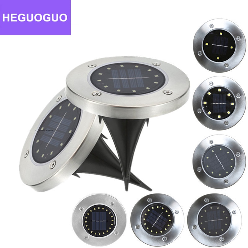 Resistente al agua IP65 4 8 12 16 20LED, luces subterránea solares de acero inoxidable, lámpara Solar enterrada para jardín al aire libre, luz de suelo