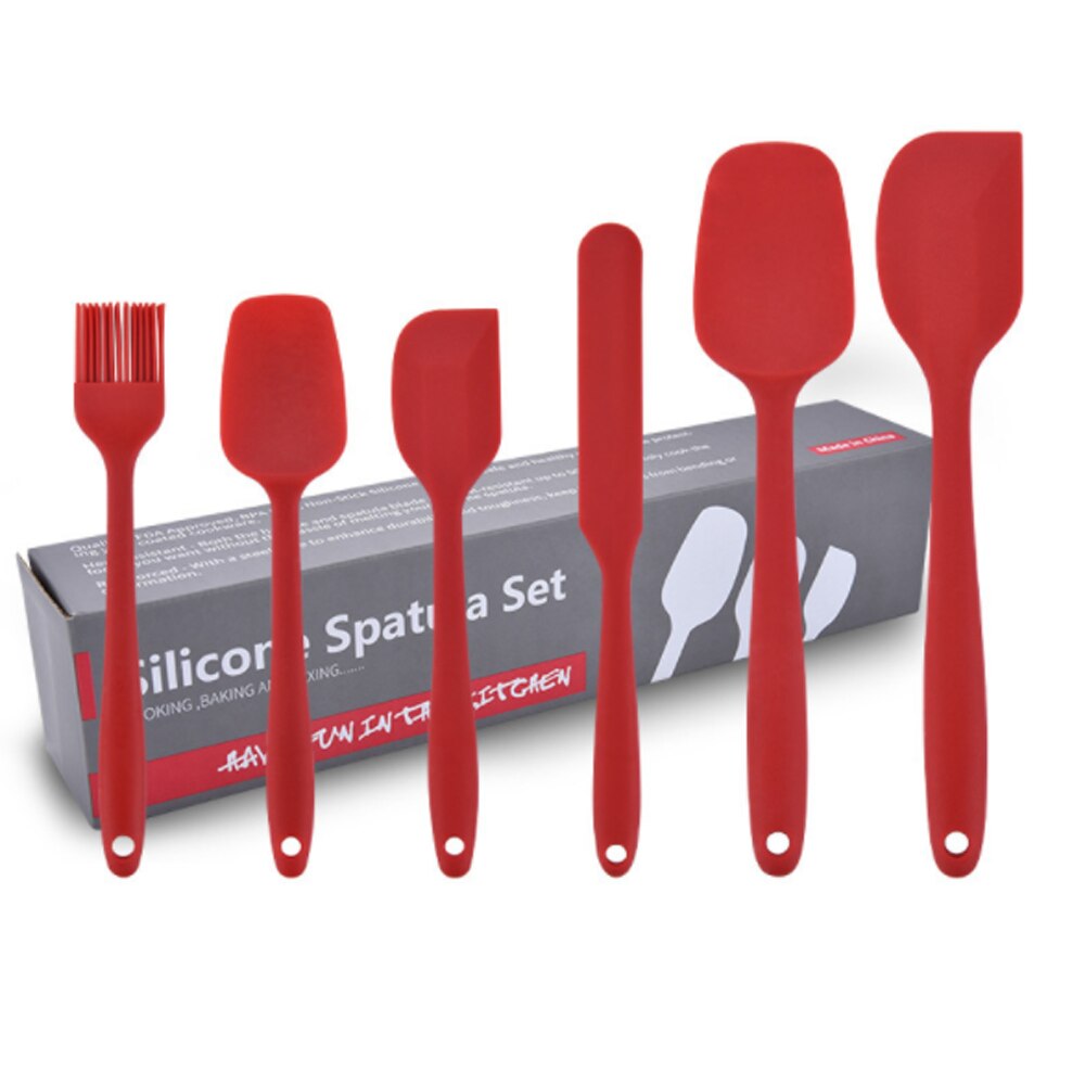 6Pcs/Set Silicone Spatulas Cake Cream Scrapers Heat-Resistant Oil Brush Non-Stick Butter Spreader Baking Kitchen Utensil Tools