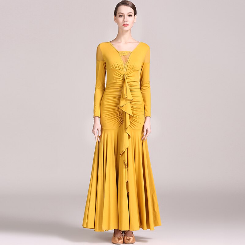 Grün Standard frauen tänze kleider für ballsaal tanzen walzer ballsaal Standard kleid modern tanzen kostümich tanzen tragen: Gelb / XXL