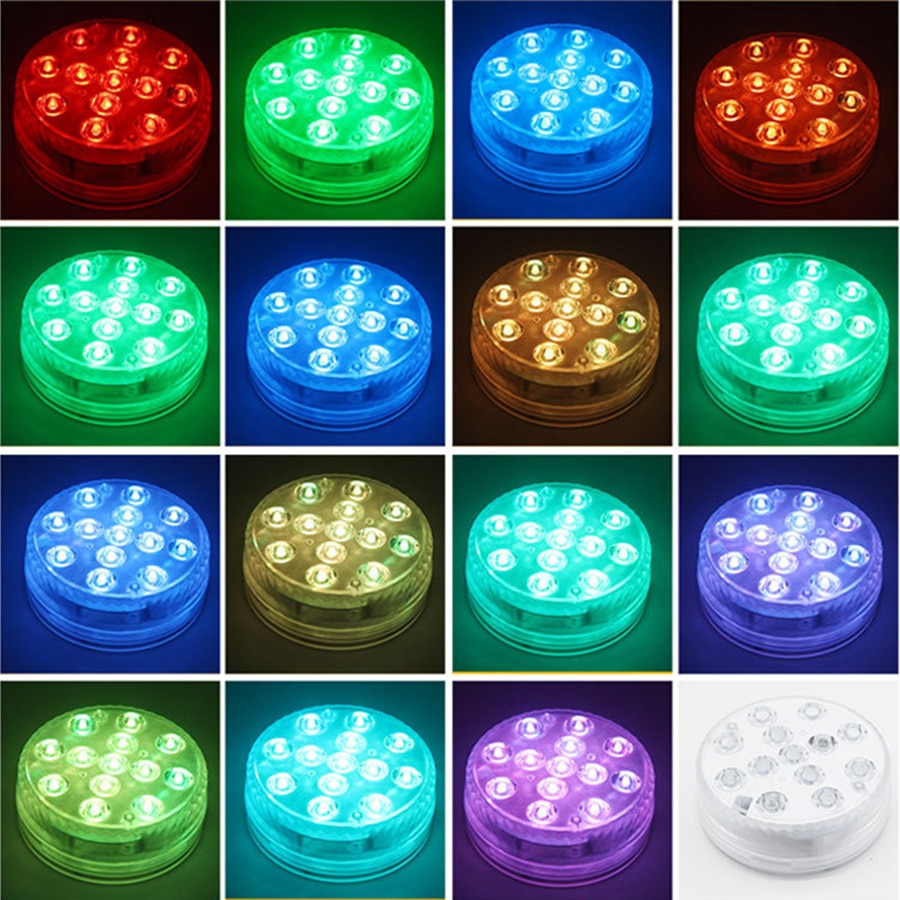 Submersible Led Lights Waterproof Remote Controlled Underwater Night Lamp with Timer for Aquarium Pond Pool Fountain Vase Party