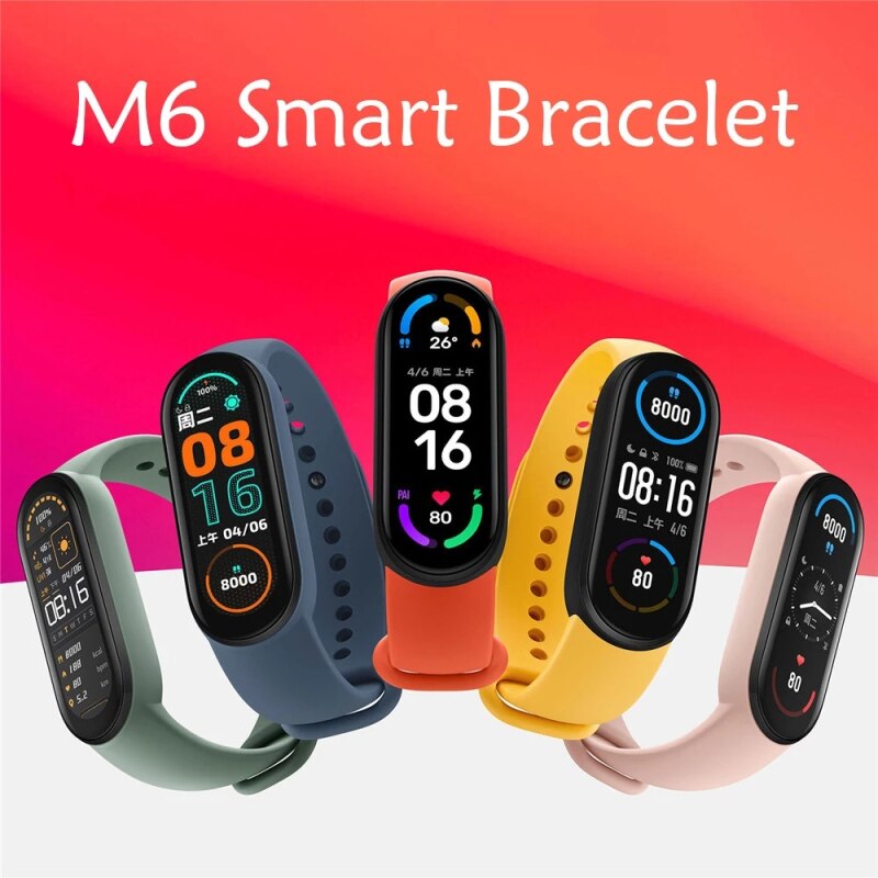 Montre connectée  m6 für männer und frauen, herzfrequenzmesser, arteriendruck, körperliche aktivität, uhr