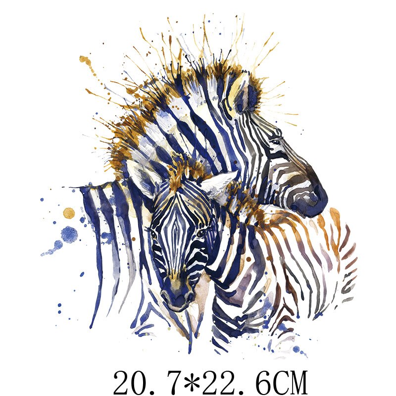 20.7X22.6Cm Kleurrijke Zebra Dier Ijzer Op Patches Voor Diy Kleding T-shirt Thermische Warmteoverdracht Stickers Afdrukken