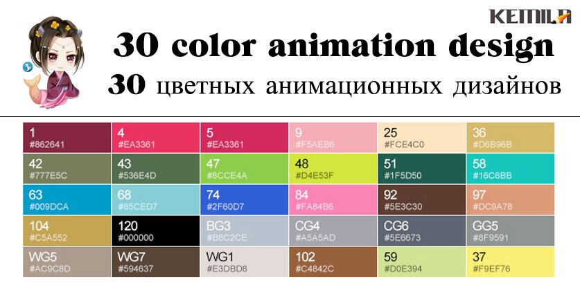 TOUCHNEW – marqueurs à l'alcool 30/40/60/80/108 couleurs, à double tête, stylo à encre pour croquis d'artiste, pour fournitures d'art Manga d'animation: 30 colors