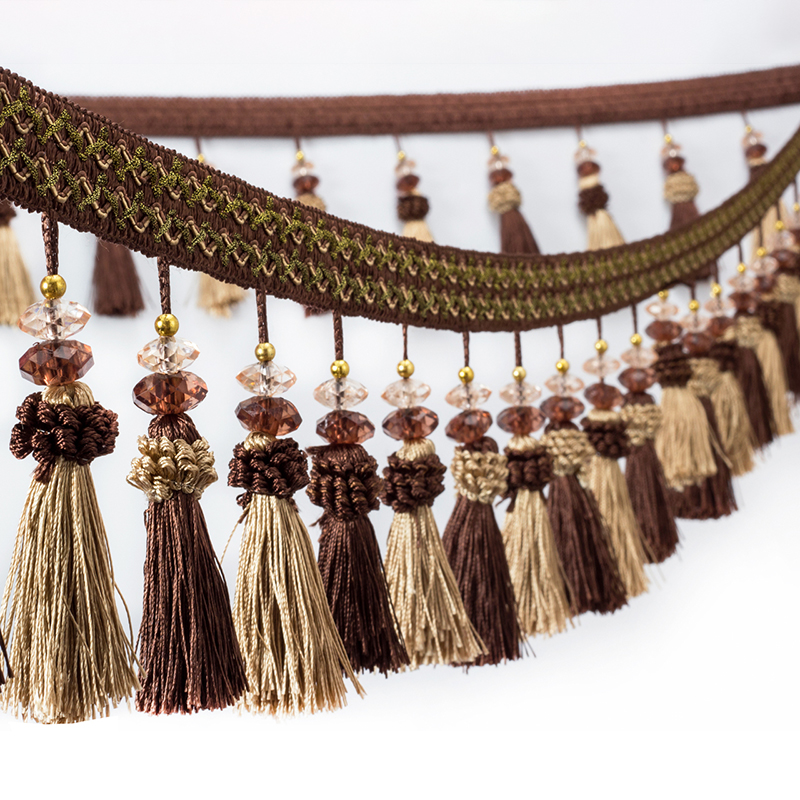 1/2/3/5 Meter Vorhang Quaste Fransen Spitze Kanten Rand Trim Kristall Band Trim Nähen Handwerk Vorhang Kissen Polster Dekor Handwerk: Messing / S