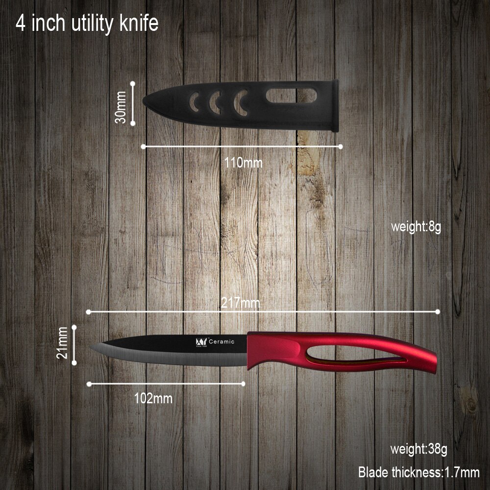 Most Popular XYJ Brand Ceramic Knife Holder Top Peeler + 3" 4" 5" Kitchen Knife ABS+TPR Handle Ceramic Blade Best Knives
