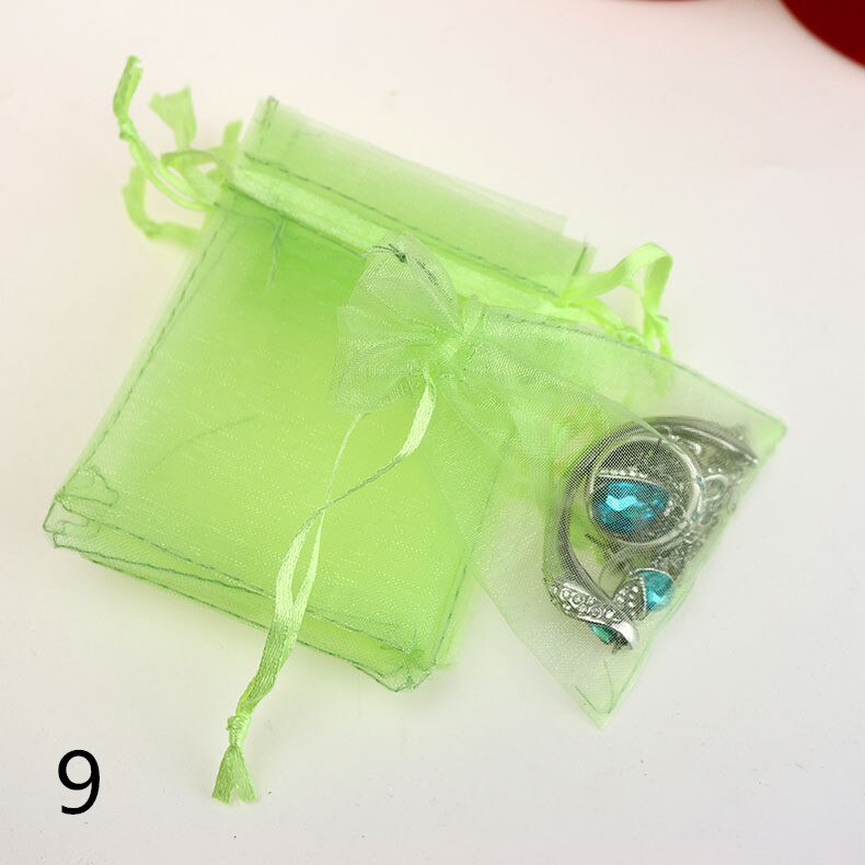 7x9CM Sheer Organza Bags Drawable Jewelry Pouch Packaging Bag Candy Bag for Wedding Prom Party Decor 50pcs/set: 9