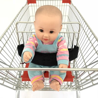 Baby indkøbsvogn remserviet med bærbar spise sæde baby stol sikkerhedssele egnet til alle indkøbsvogne justerbar længde: Sort