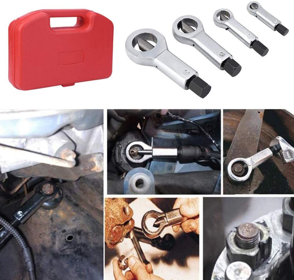 4 PCS Pumauto Steel Heavy Duty Nut Splitter Set Bolt Buster Breaker Tool Broken Damaged Screw Nut Removal Splitting Kits
