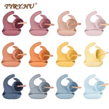 1set Silicone Bib Feeding Set Baby Bowl Tableware Waterproof Spoon Non-Slip BPA Free Silicone Portable Tableware for Children