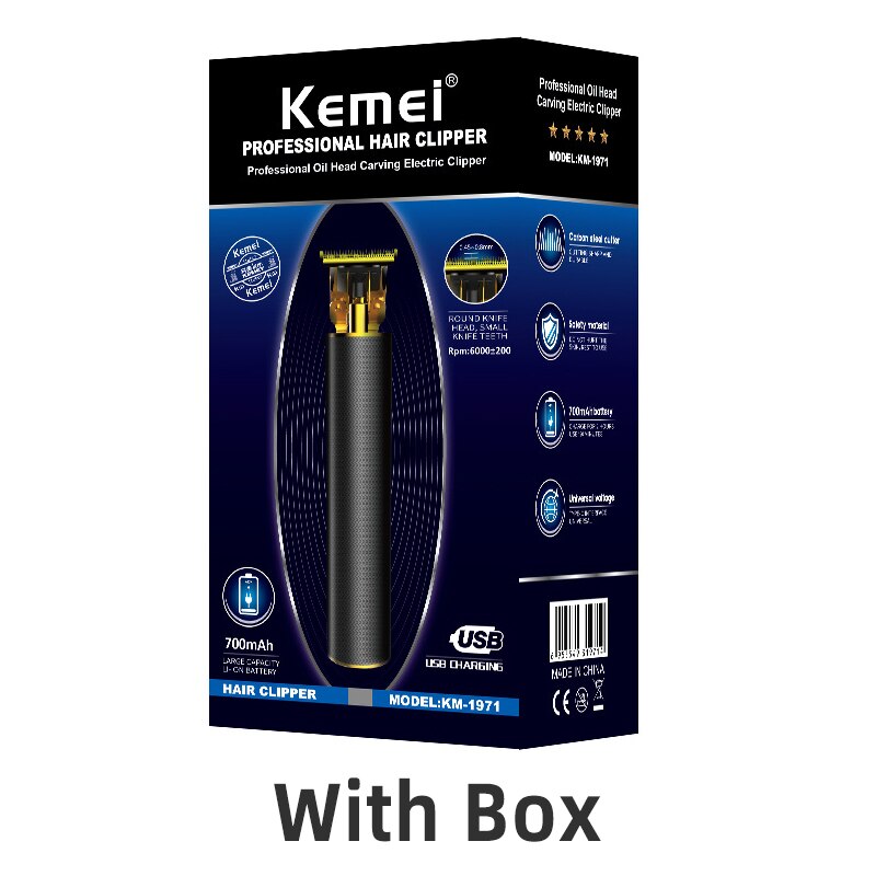 Kemei 1971-tondeuse à cheveux pour hommes, Pro li-outliner skull, rasoir sans fil, rasoir à 0mm, rasoir sans fil pour chauve: with Box(USB)
