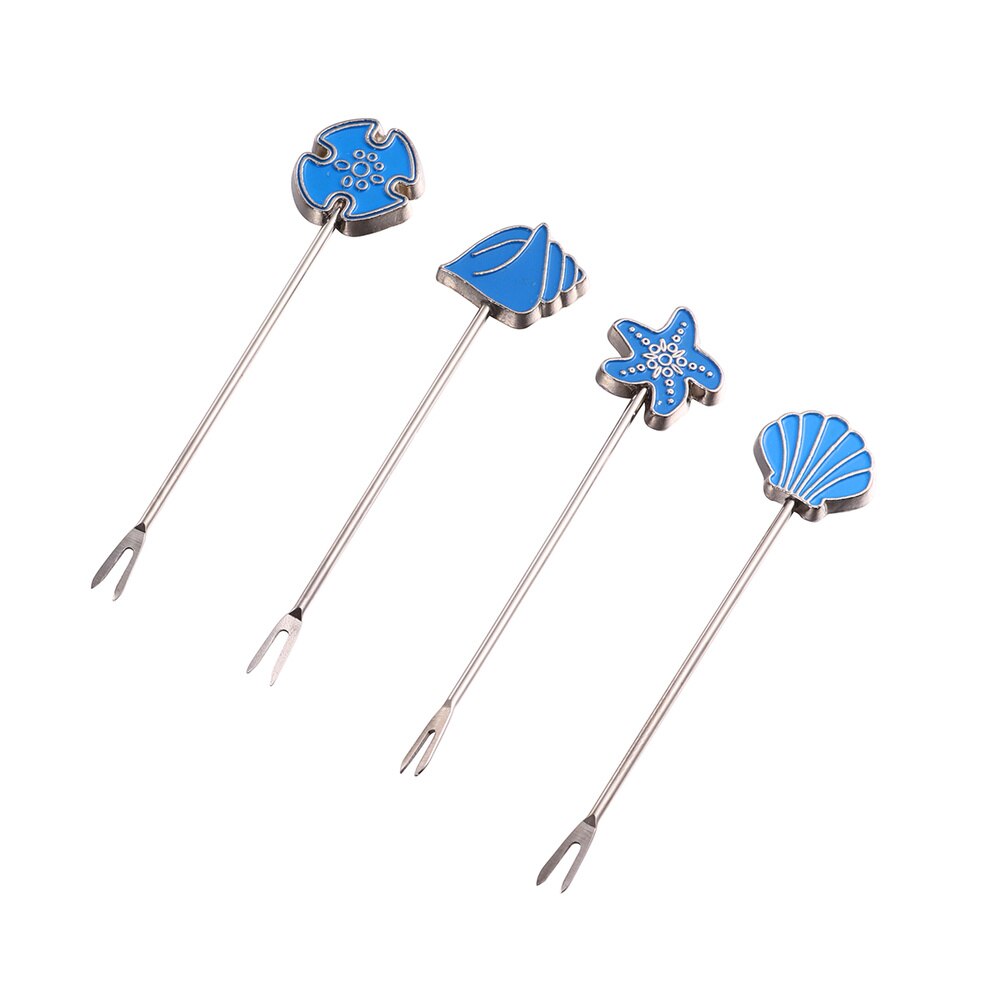 2 Sets Chic fruta Forks encantadora tenedores de postre pastel original tenedores suministros para casa banquete Bar boda (azul): Blue
