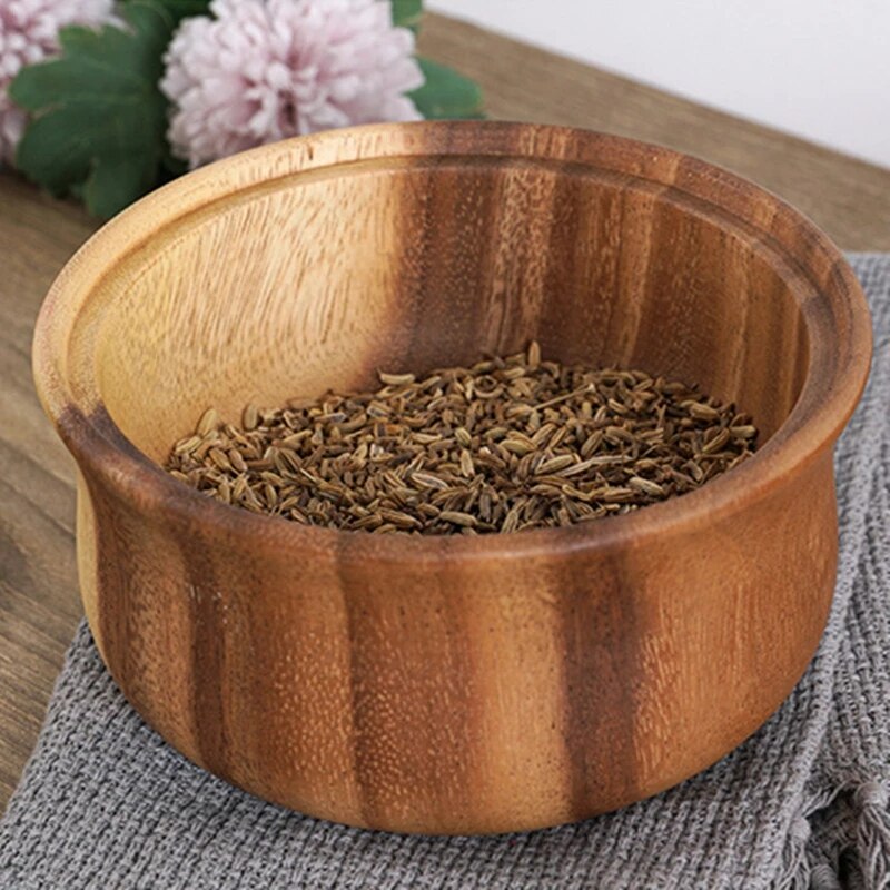 Natuurlijke Houten Slakom Grote Ronde Hout Salade Soep Eetkamer Kom Platen Opslag Hout Keukengerei Set