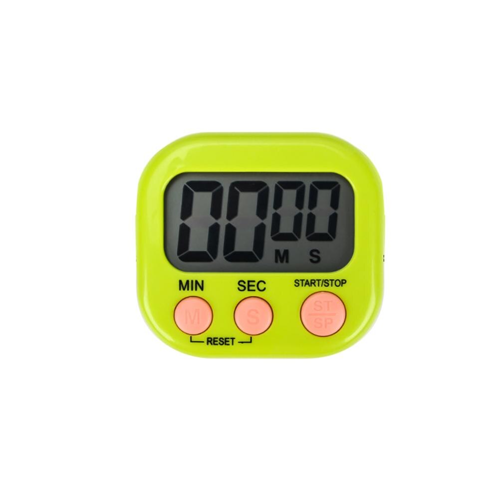 cooking timer LCD digital kitchen countdown timer clock, large screen positive negative timer with magnetic backup bracket: Green