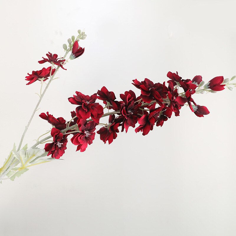 Beautiful Delphinium flower branch flores silk Artificial flowers for home Wedding decoration fleur artificielle: Wine Red