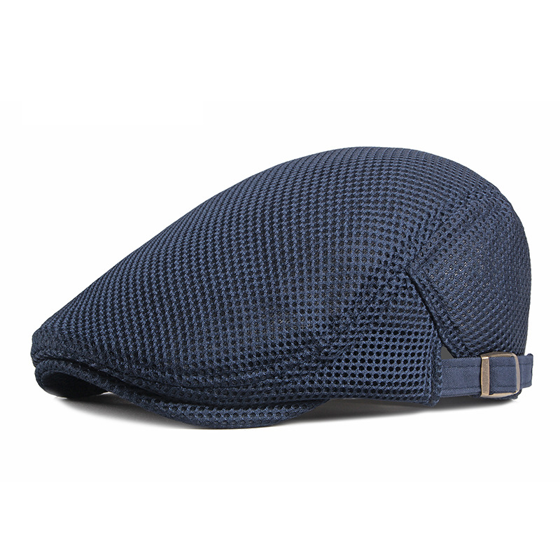 Summer Men Women Casual Beret Hat Breathable Mesh Flat Cap Newsboy Style Beret Hats Adjustable Adjustable Caps Gorras: Navy